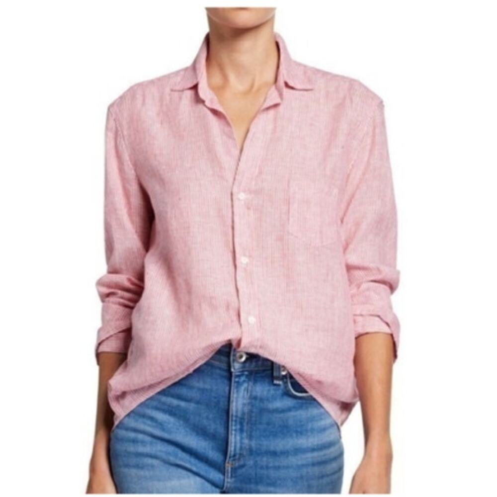 Frank & Eileen Barry Pink Pinstriped Button Down Long Sleeve Shirt S